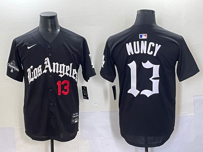 Men 2025 Los Angeles Dodgers #13 Muncy Black Five generations Joint Name Nike MLB Jersey style 5->indiana pacers->NBA Jersey